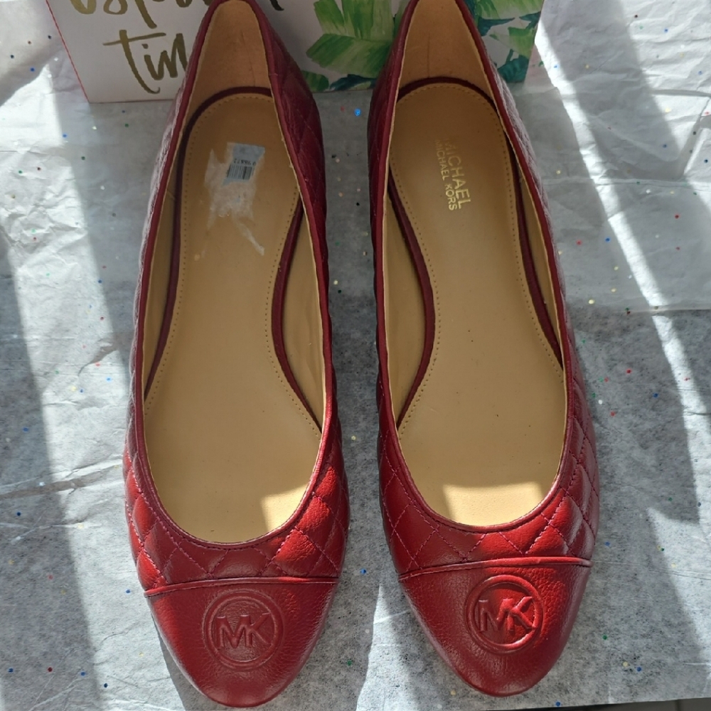 Michael Kors Burgundy Quilted Flats